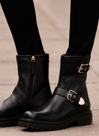 Black Leather Biker Boots