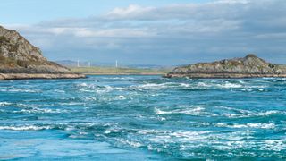 The Gulf of Corryvreckan between the Scottish isles of Jura and Scarba.