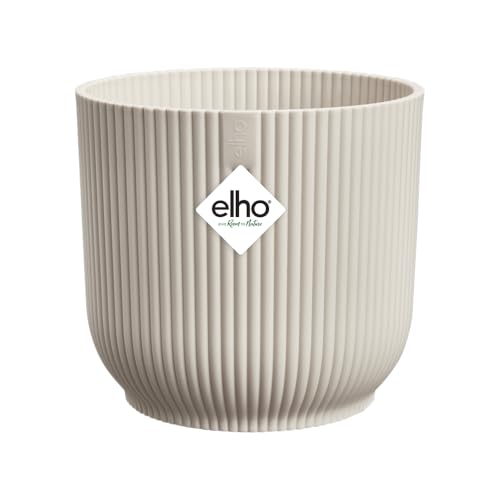 Elho Vibes Fold Round 22 - Flower Pot From 100% Recycled Plastic - Indoor Plant Pot - &amp;Oslash; 22.0 X H 20.2 Cm - White/linen White