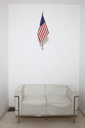 A sofa in the gallery
