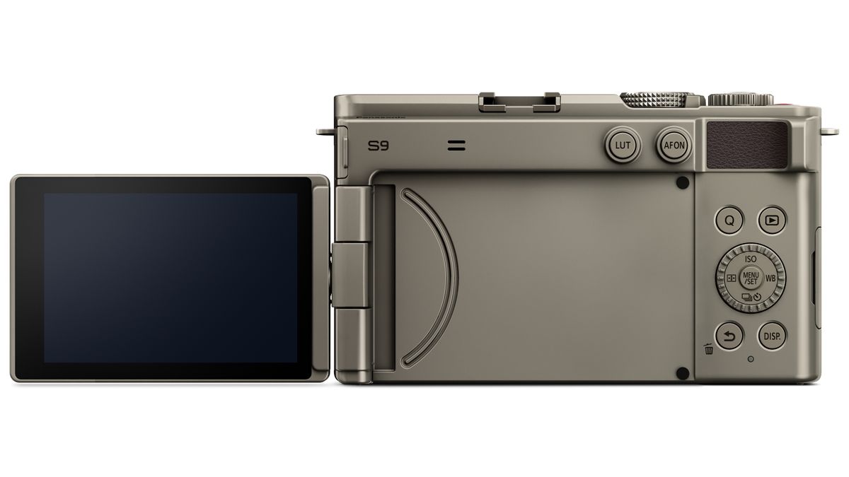 Panasonic Lumix S9 Titanium Gold against a white background