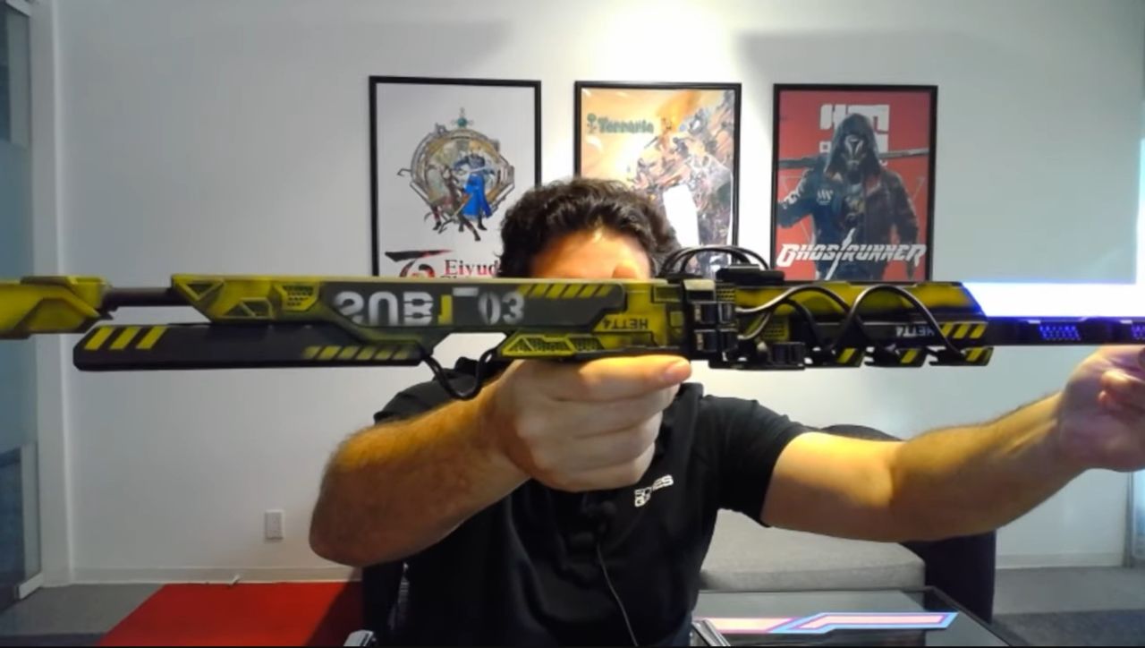 close up of the Ghostrunner Katana's hilt