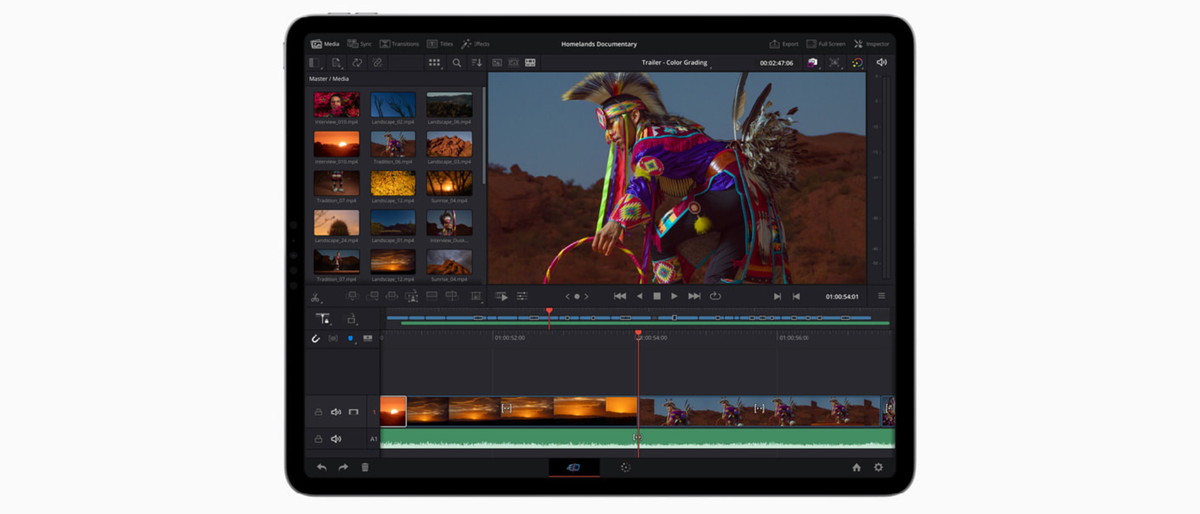 DaVinci Resolve running on an Apple iPad Pro