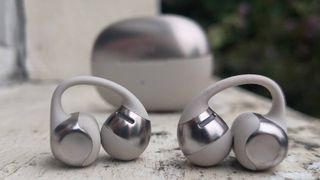 The Shokz OpenDots One on a white windowsill