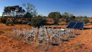 A radio telescope array in the desert