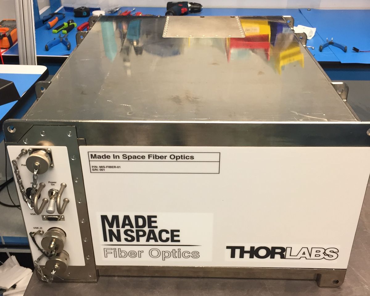 Made In Space has produced ZBLAN optical fiber in orbit using this machine. The company plans to launch a second, bigger ZBLAN-manufacturing facility to the International Space Station in the next year or so.