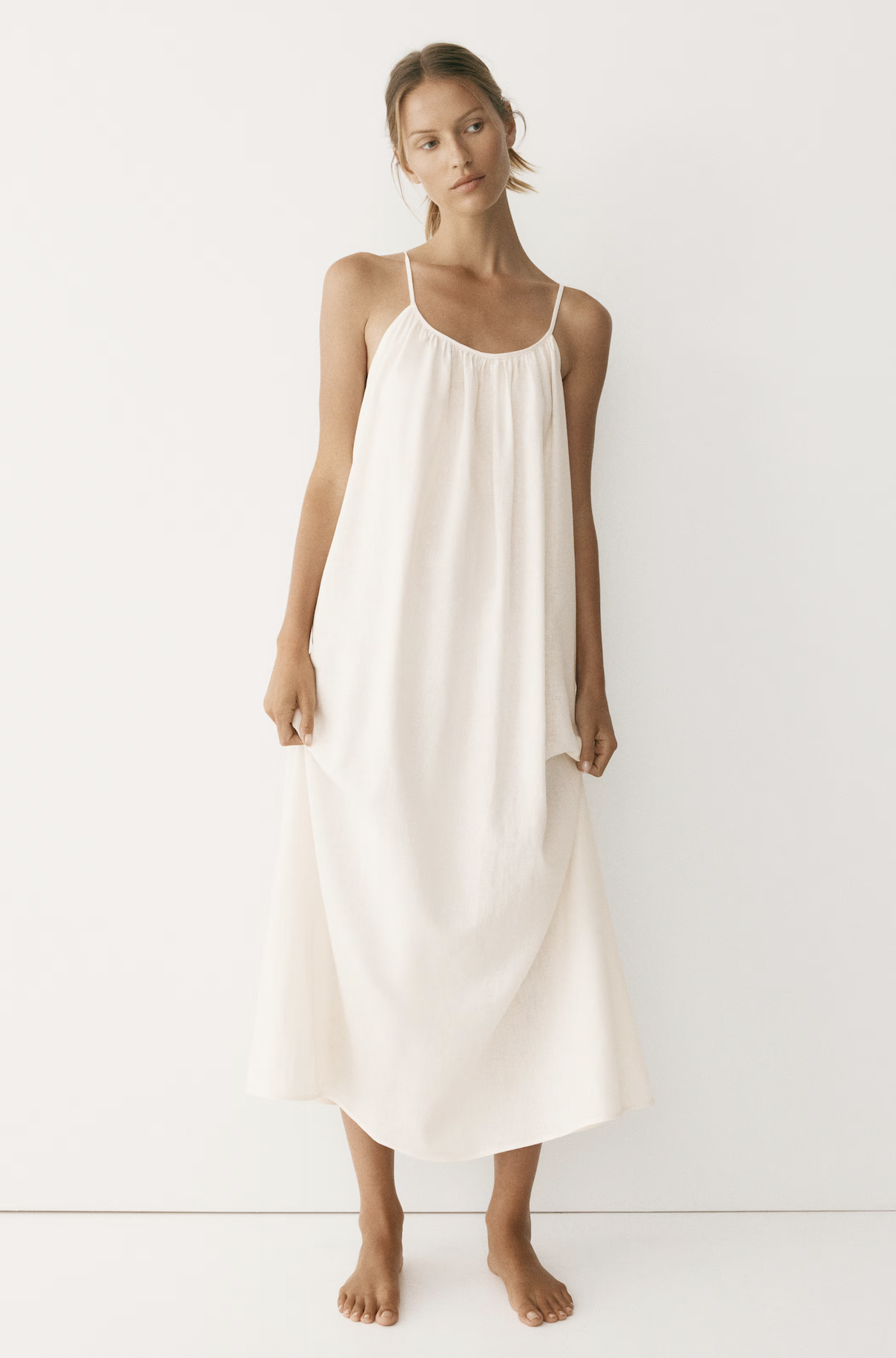 Nobodys Child, Black Bandeau Linen-Blend Contrast Kendra Midi Dress