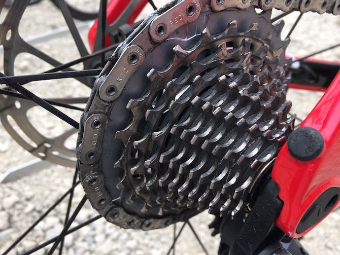 A closer look at the 12 cogs of SRAM's new Red eTap groupset, as used by Katusha's Nils Politt at the 2018 Saitama Criterium
