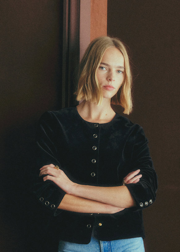Marlys Jacket - Black Velvet - Organic Cotton - Organic Textile - Sézane