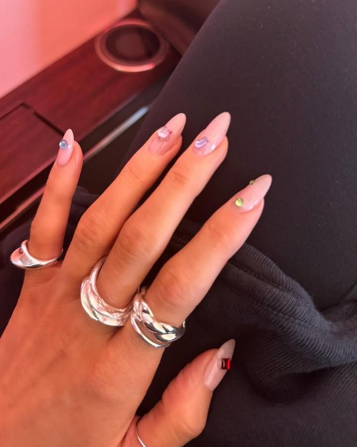 Photo of Kylie Jenner wearing gemstone nails