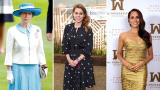 Princess Anne, Princess Beatrice and Meghan Markle at different occasions