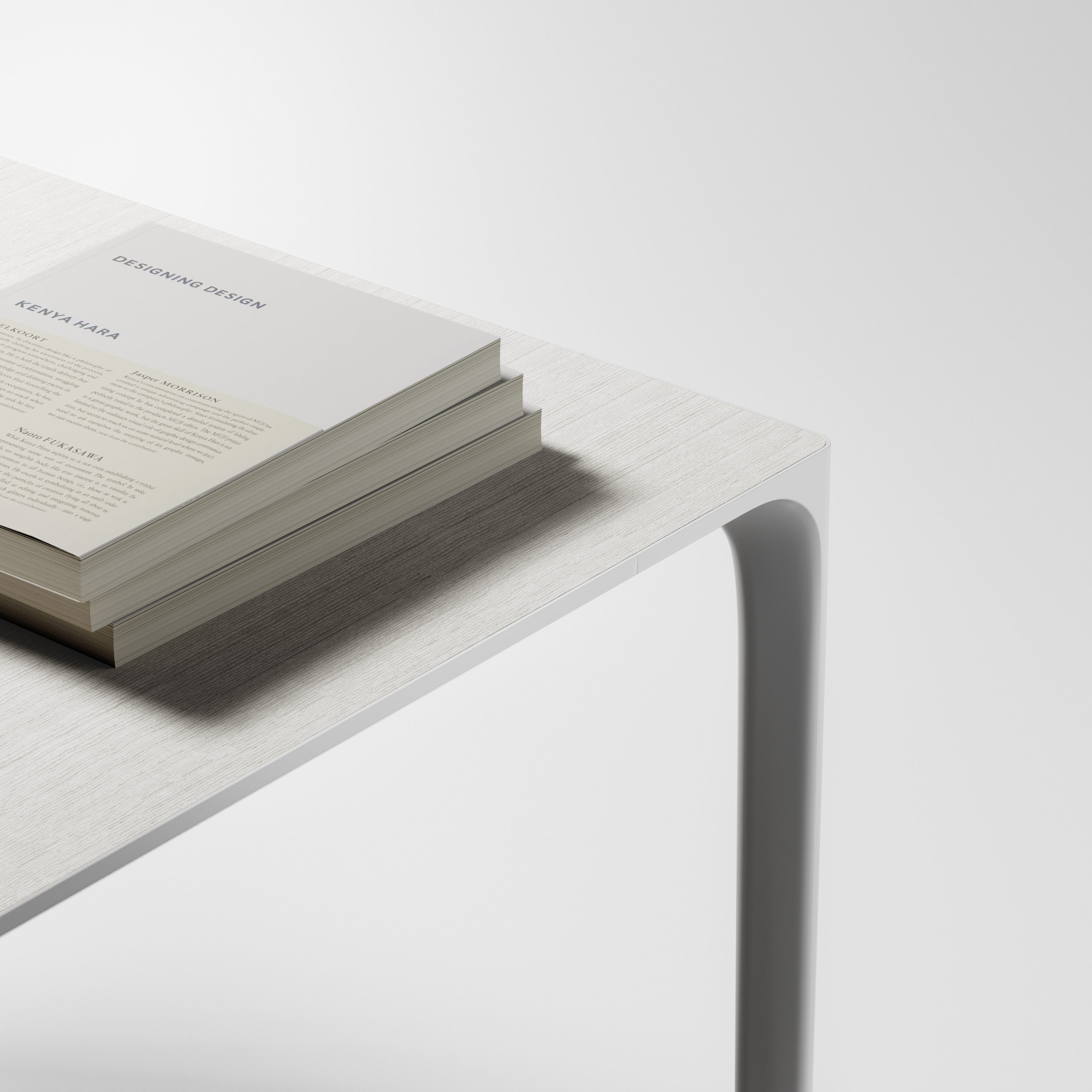 Milan Design Week Arper Nuur table in light wood and white legs