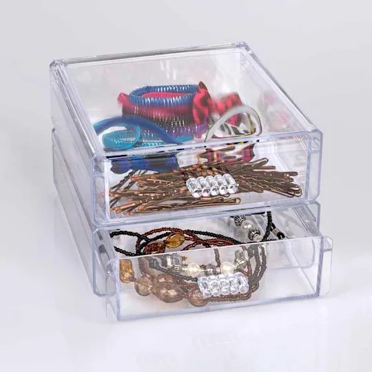 Essentials Clear Plastic Desktop Organizer Drawers
