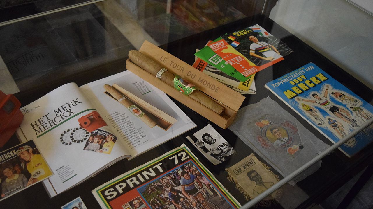 Various magazines, photos and souvenirs associated with Eddy Merckx