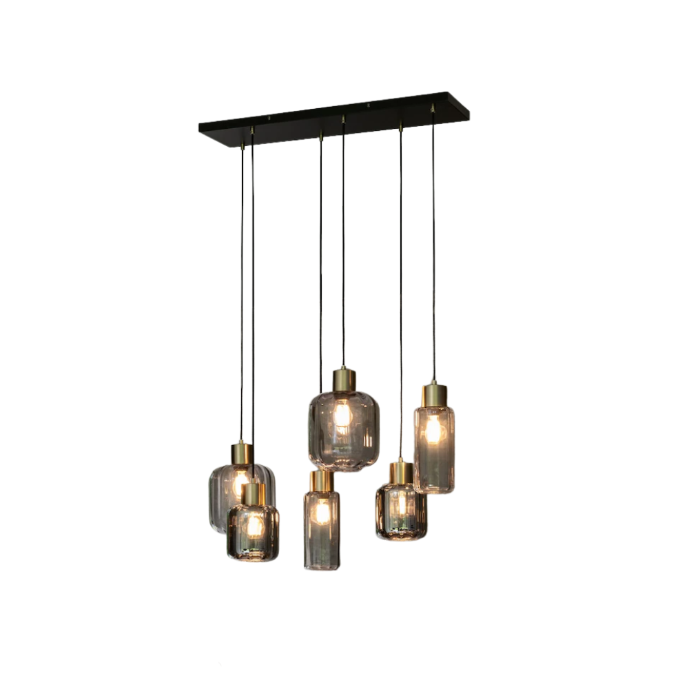 6 light pendant lighting with black base