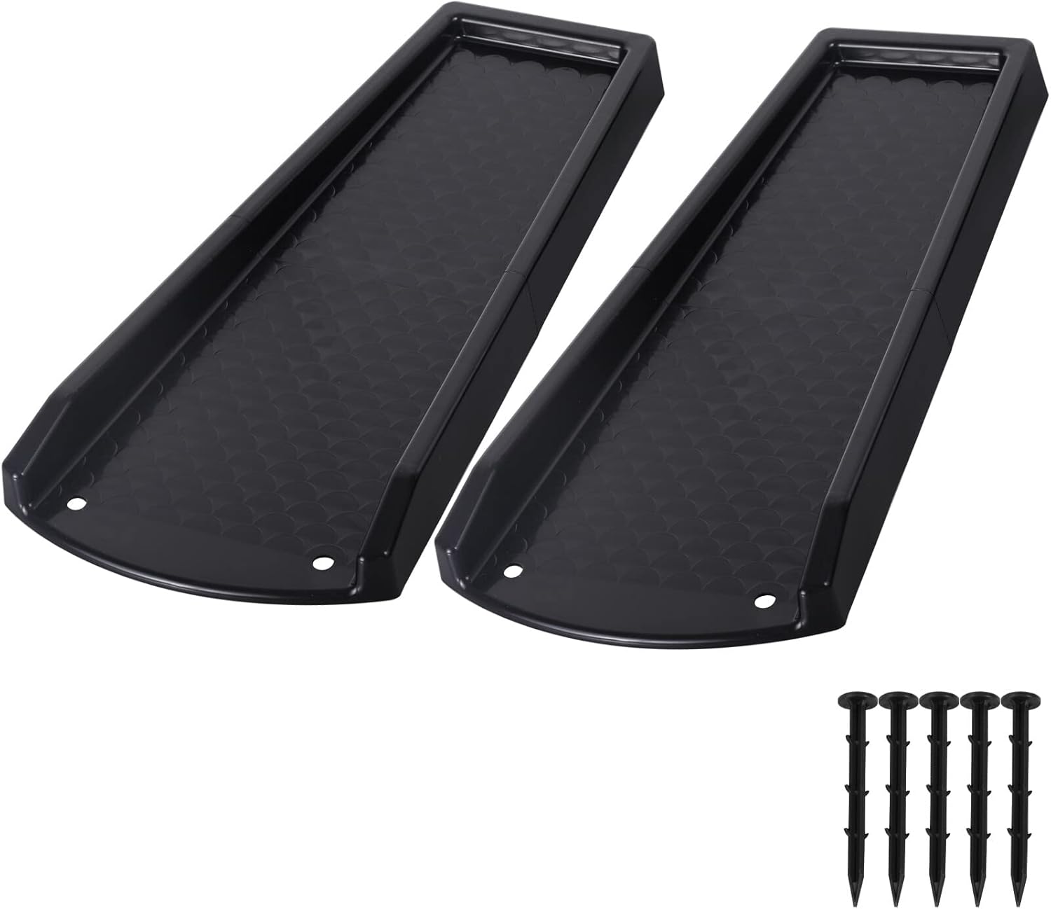 Plusgutter Rain Gutter Downspout Splash Block, Gutter Downspout Extensions for Water Drainage, 24" Gutter Splash Guards Downspout Extender, Fixable Down Spout Drain Trays With Pe Nails(2 Pack, Black)