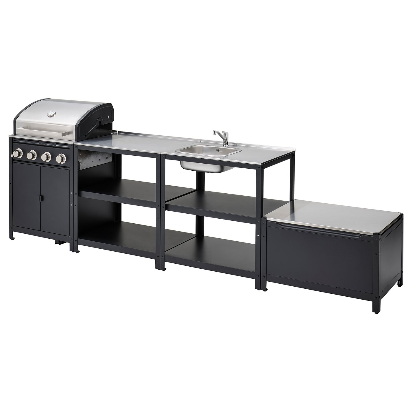 Grillsk&amp;Auml;r Outdoor Kitchen W Gas Grill - Stainless Steel 129 7/8x24 "
