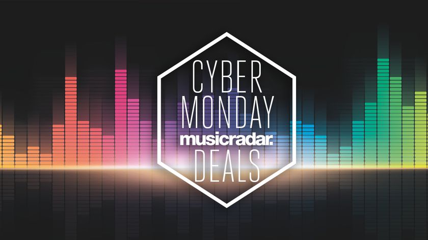 Cyber Monday deals badge over a neon EQ