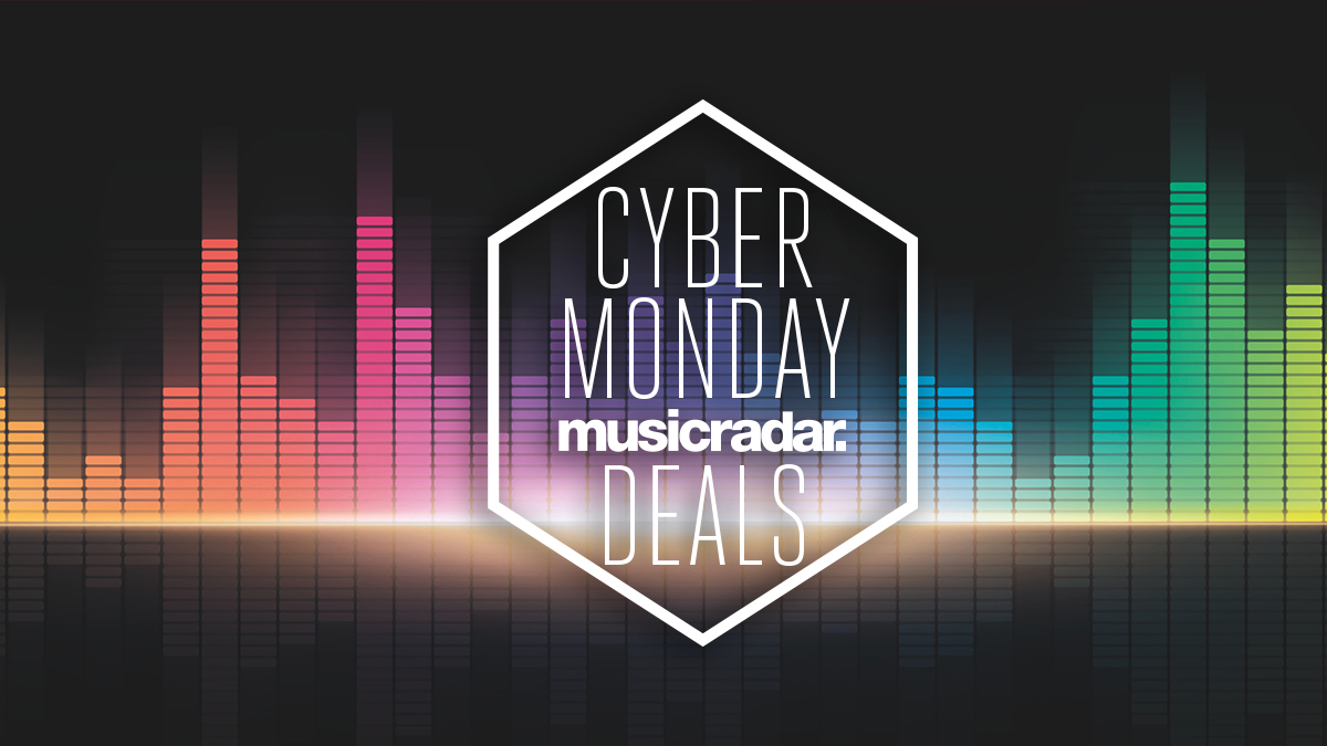 Cyber Monday deals badge over a neon EQ