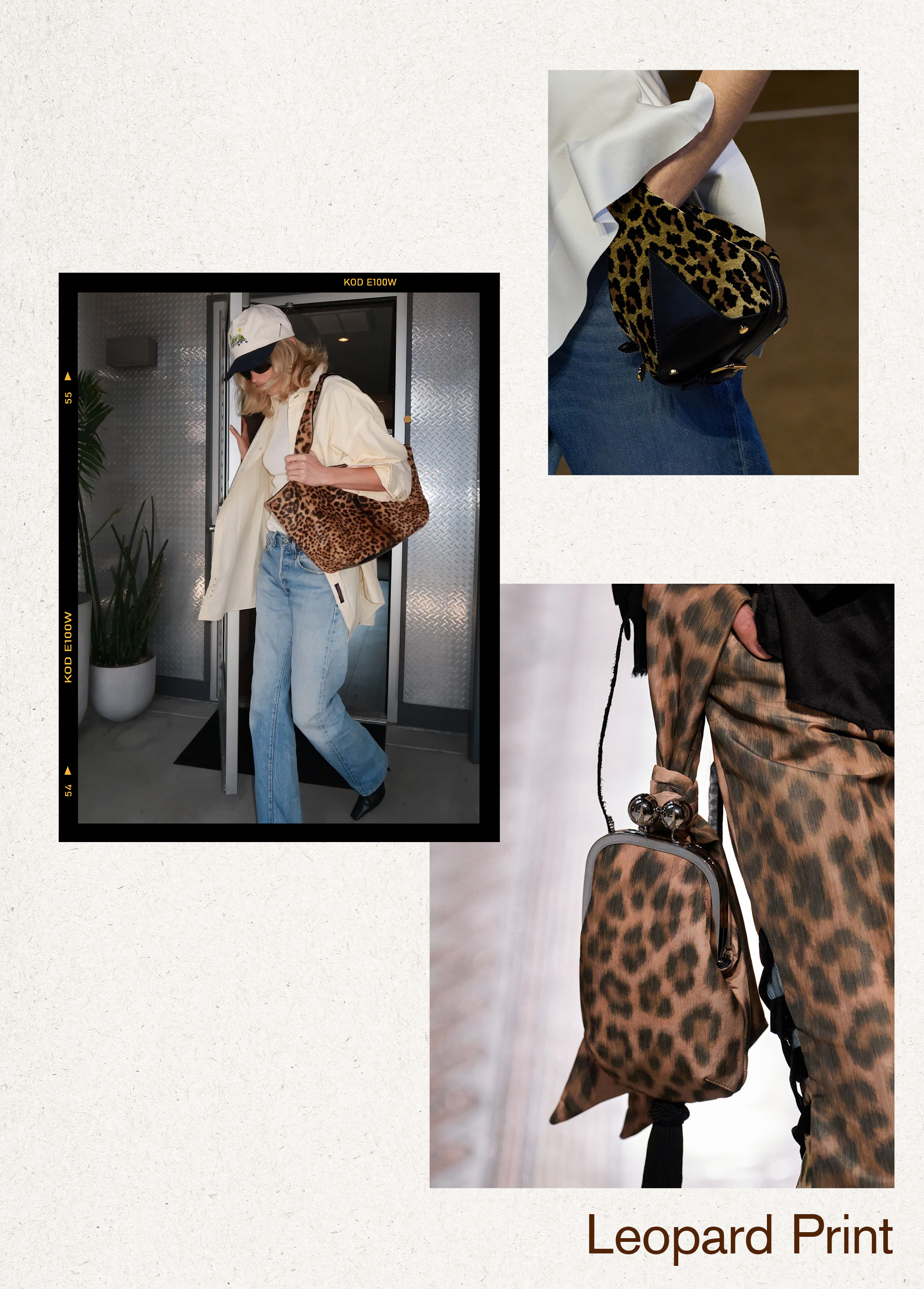 Collage of women, handbags, and runway imagery of the best spring 2026 handbag color trends.