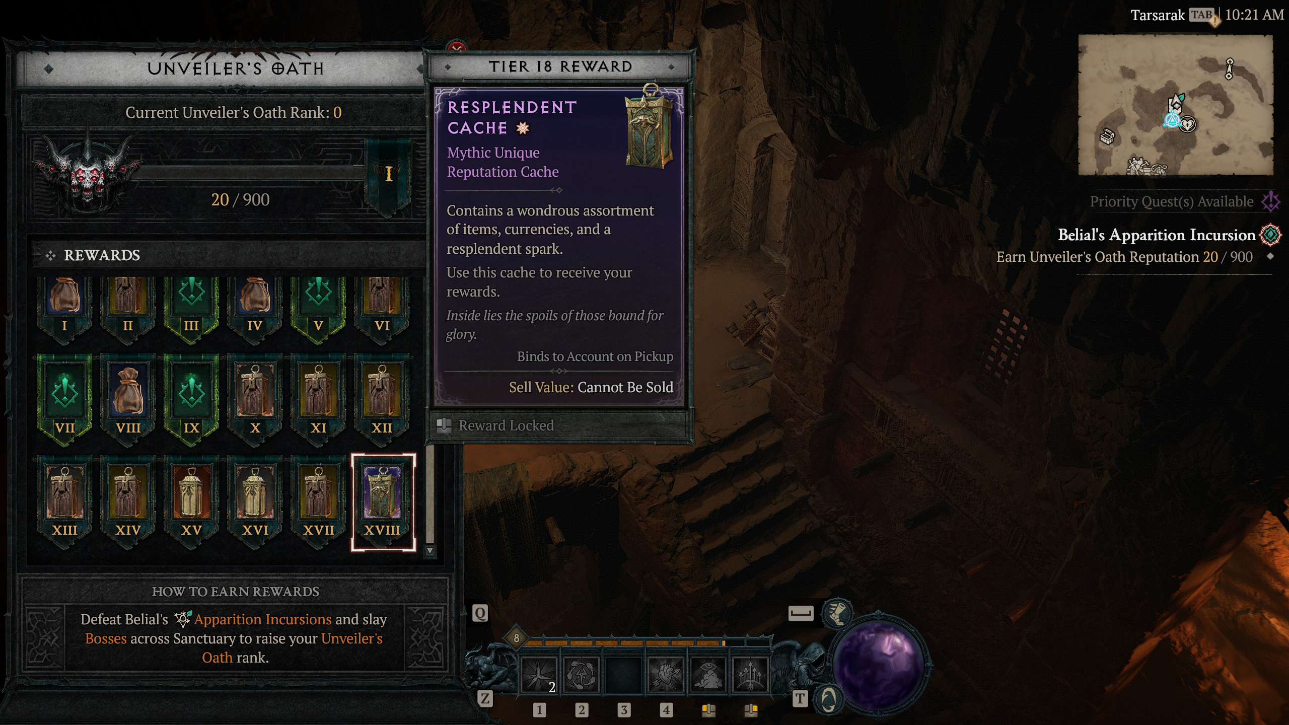 Diablo 4 Resplendent Sparks - A Resplendent Cache as the tier 18 reward on the Season 8 reputation board.