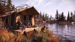 A camp by the water