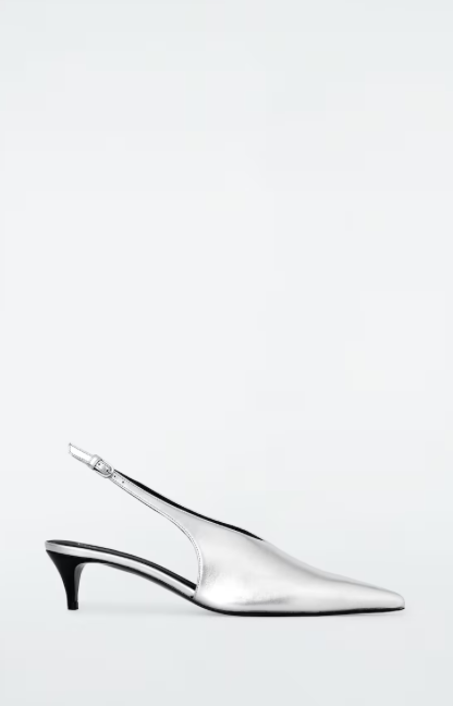 COS, Pointed Leather Slingback Kitten Heels (Were $190)