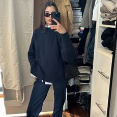 Anna Porte wearing elevated basics. 