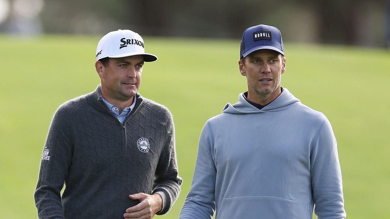 Keegan Bradley (left) and Tom Brady during the 2024 AT&amp;T Pebble Beach Pro-Am