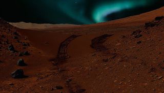 Mars' Blue Auroras: Artist's Concept
