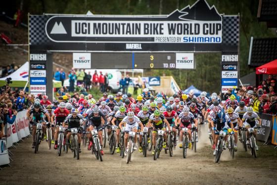The start of the elite men's cross country World cup in Hafjell, Norway