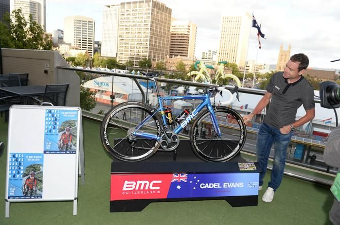 Evans' new bike on display.
