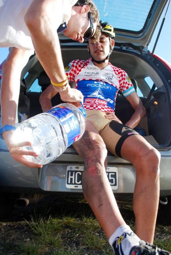 Rafael Valls (Footon-Servetto) gets some attention paid to road rash after the stage