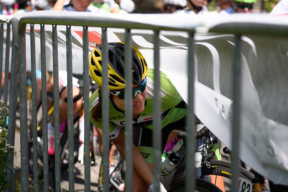 A Cylance rider sneaks under the barrier