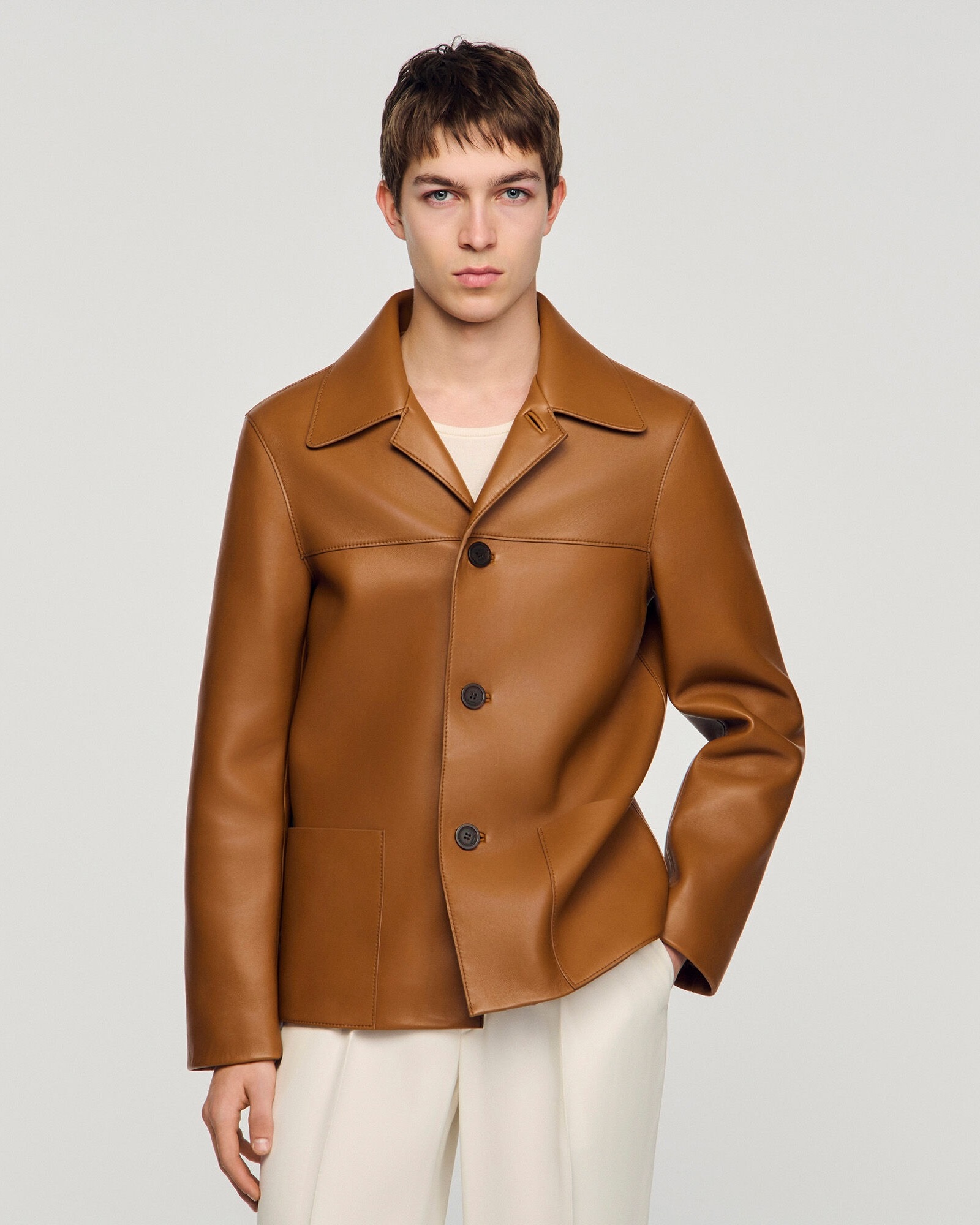 Sandro, buttoned lambskin jacket