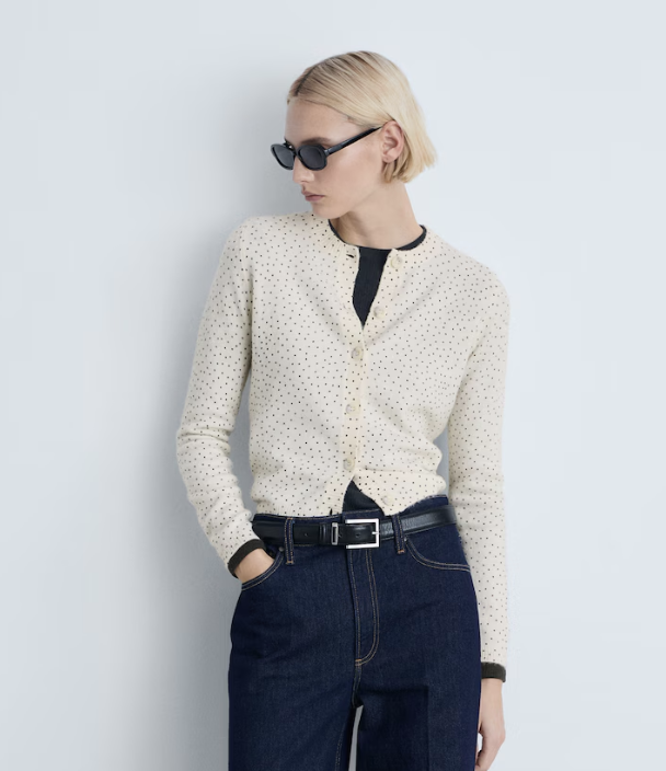 MANGO, Polka-Dot Knitted Cardigan - Women | Mango Usa
