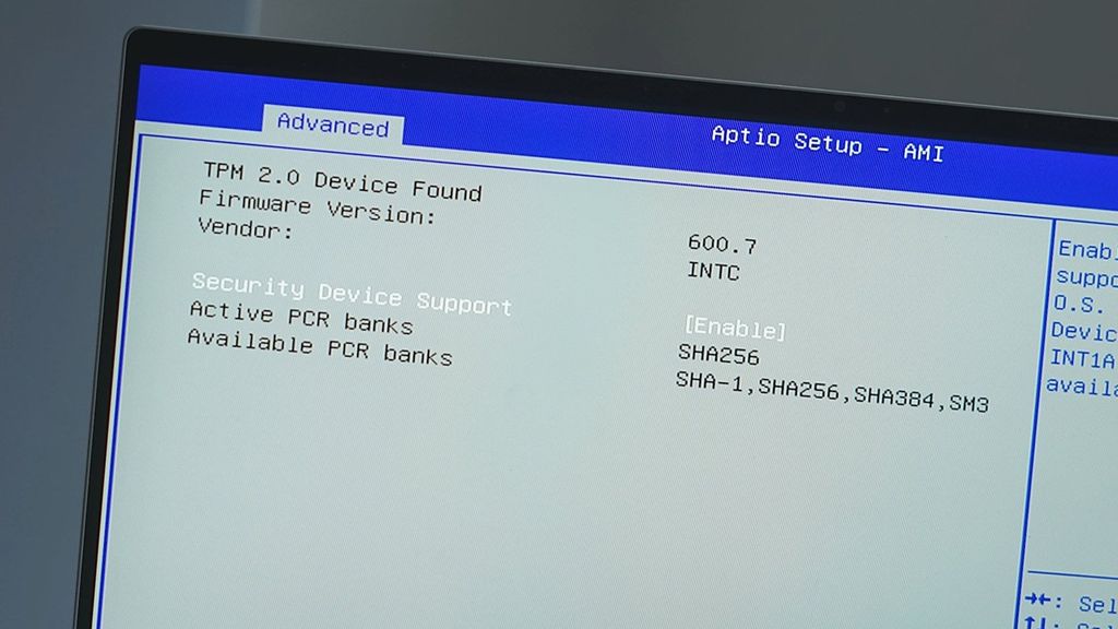 A Windows PC showing that a TPM 2.0 device is on a system.