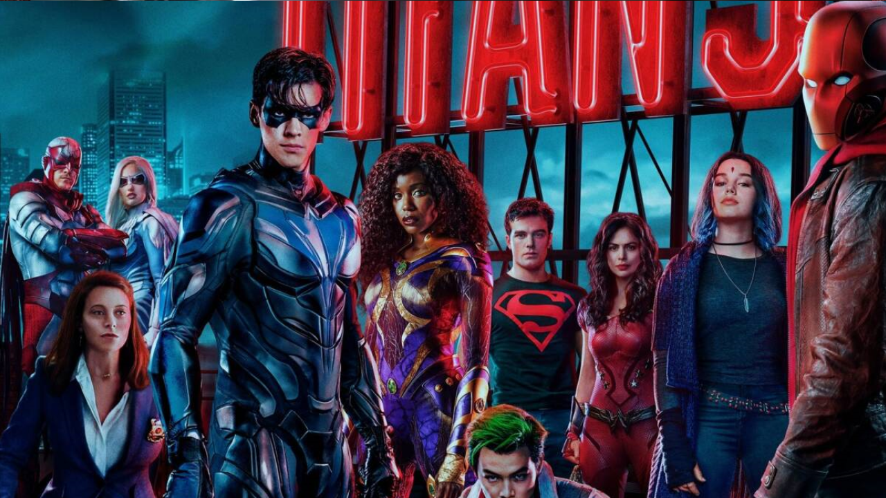 A promotional image for HBO Max show Titans, which shows the TV show's main characters