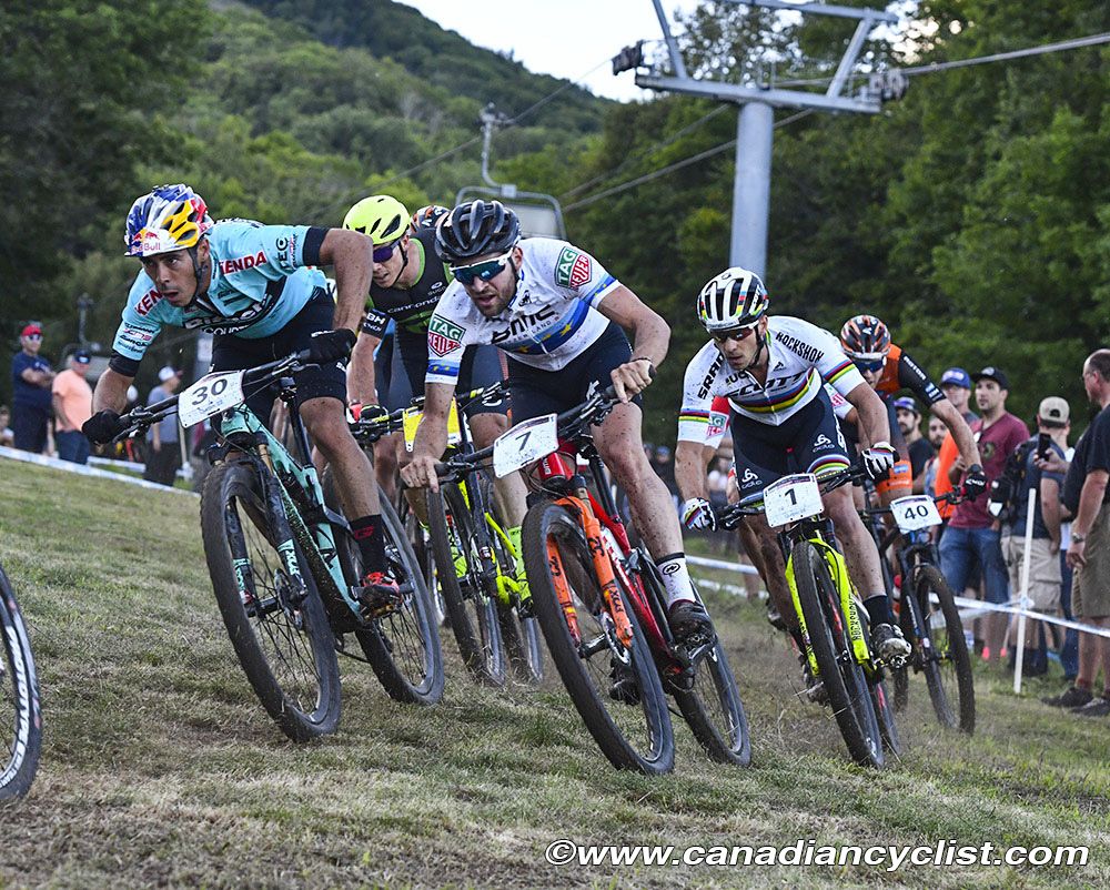 Marco Fontana (Bianchi Countervail), Lars Forster (BMC Mountainbike Racing Team) and Nino Schurter (Scott-SRAM MTB Racing)