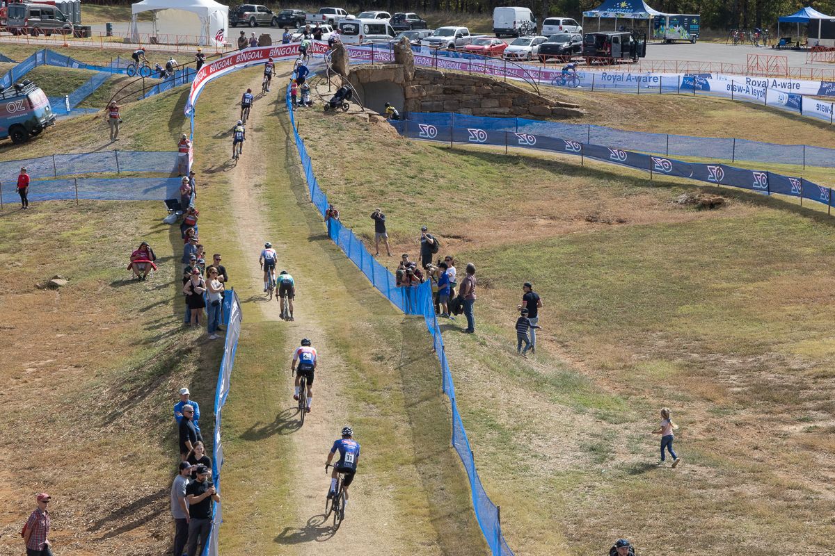 UCI officials changed the course during Saturday's UCI World Cup Official training by replacing the steep drop with a shallower line that went around the side of the hill and reconnected with the course near the bottom of the drop. It added a little more cyclocross (and a few seconds) to each lap.