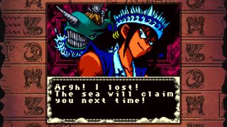 Yu-Gi-Oh! EARLY DAYS COLLECTION screenshot showing a character complaining about losing a battle