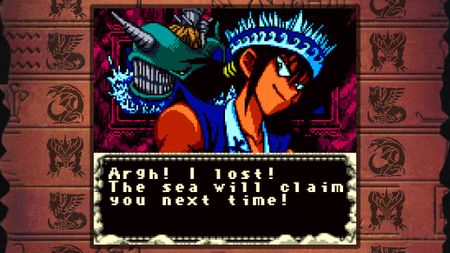 Yu-Gi-Oh! EARLY DAYS COLLECTION screenshot showing a character complaining about losing a battle