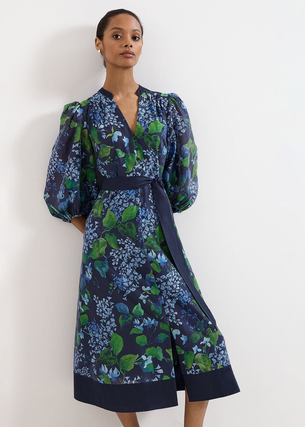 Nixie Floral Print Midi Shirt Dress