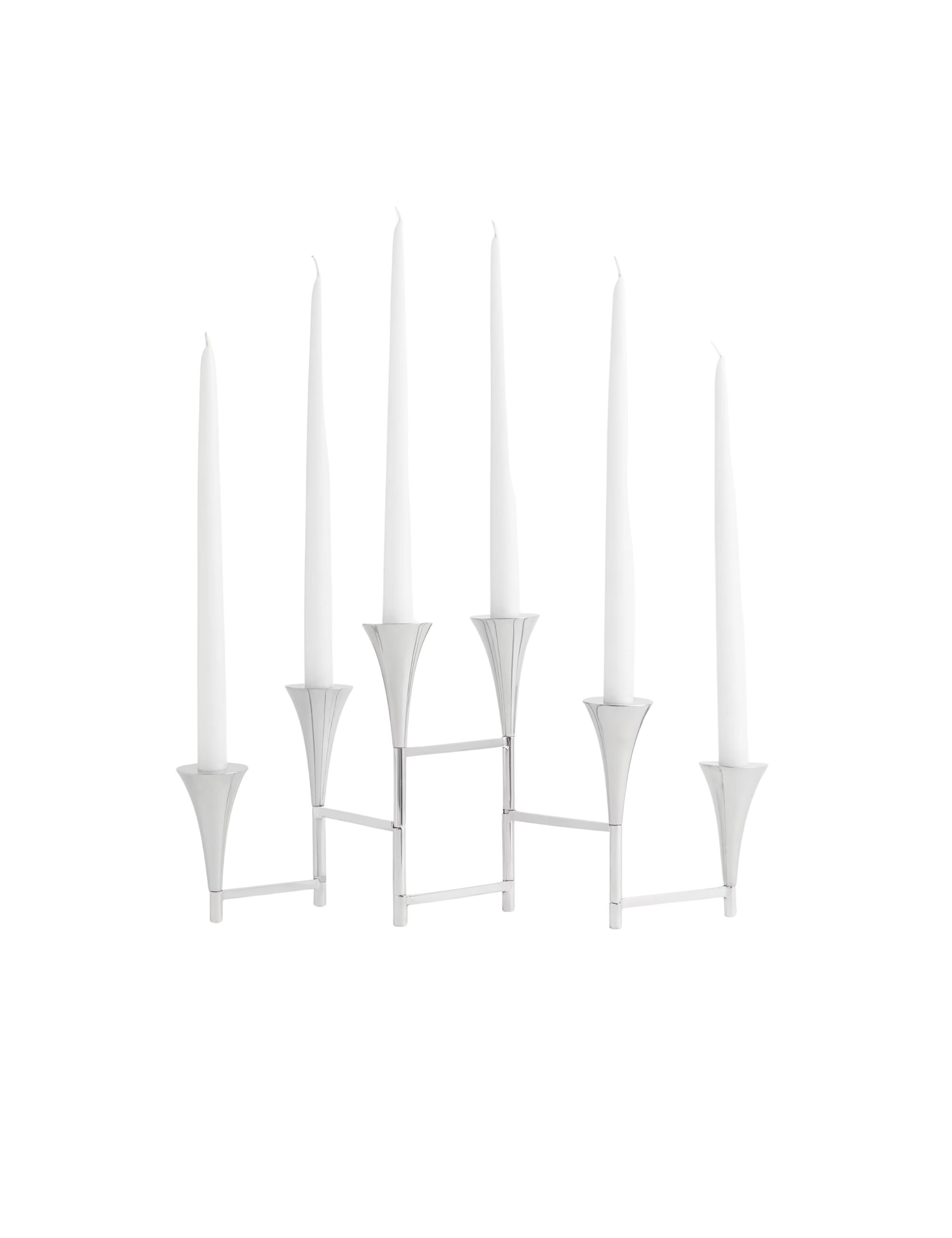 Foldable Stainless Steel Candelabra - Silver-Colored