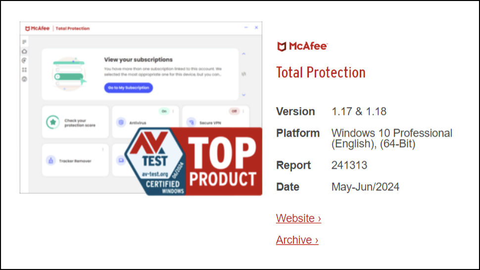 McAfee+ Premium AV tests.