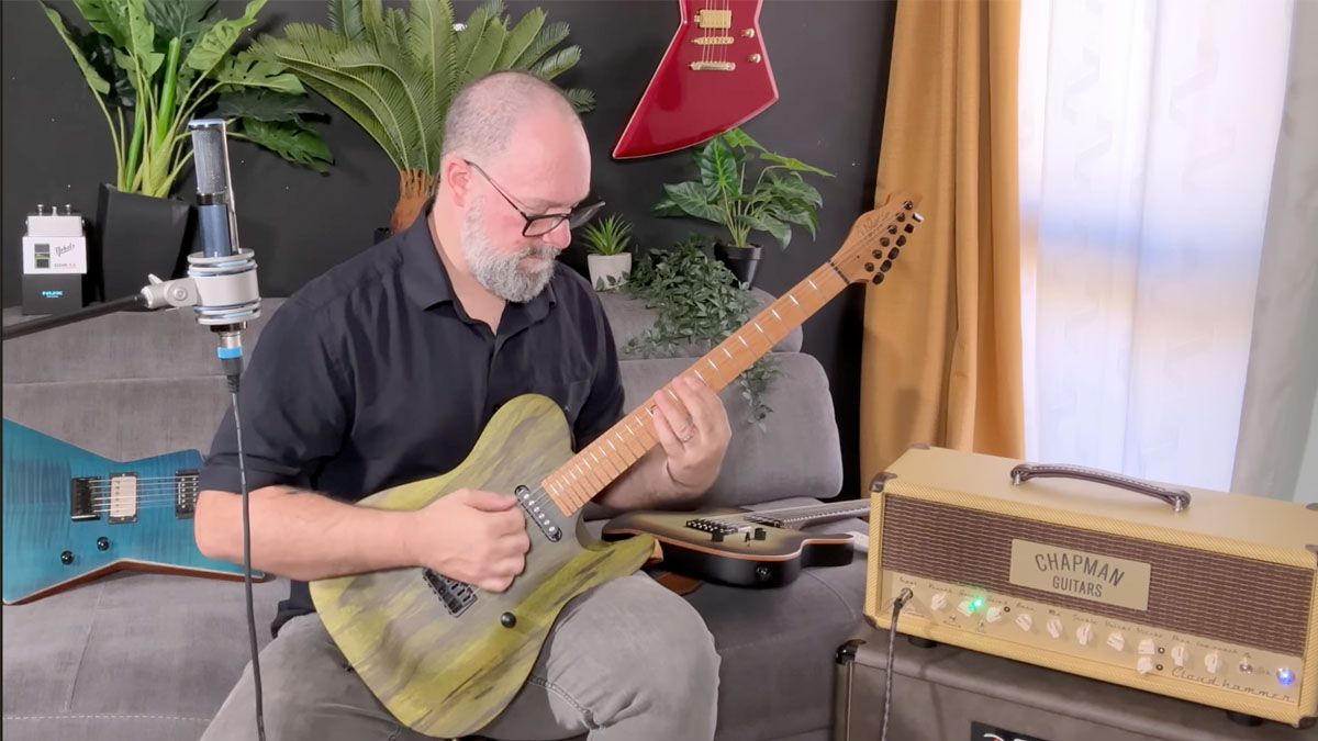 Rob Chapman of Chapman Guitars tests his new prototype tube amp, which is tweed-covered but Marshall inspired, and designed to be both a pedalboard platform and a high-gain rock/metal amp.