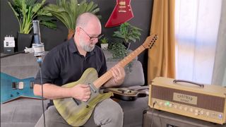 Rob Chapman of Chapman Guitars tests his new prototype tube amp, which is tweed-covered but Marshall inspired, and designed to be both a pedalboard platform and a high-gain rock/metal amp.