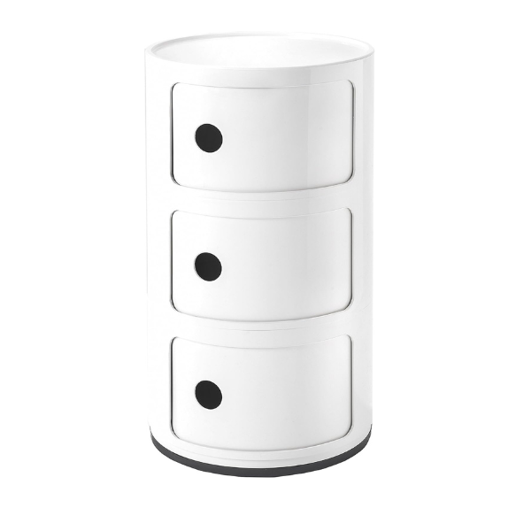 Kartell, Kartell Componibili Round Storage Unit, 3 Drawer - White