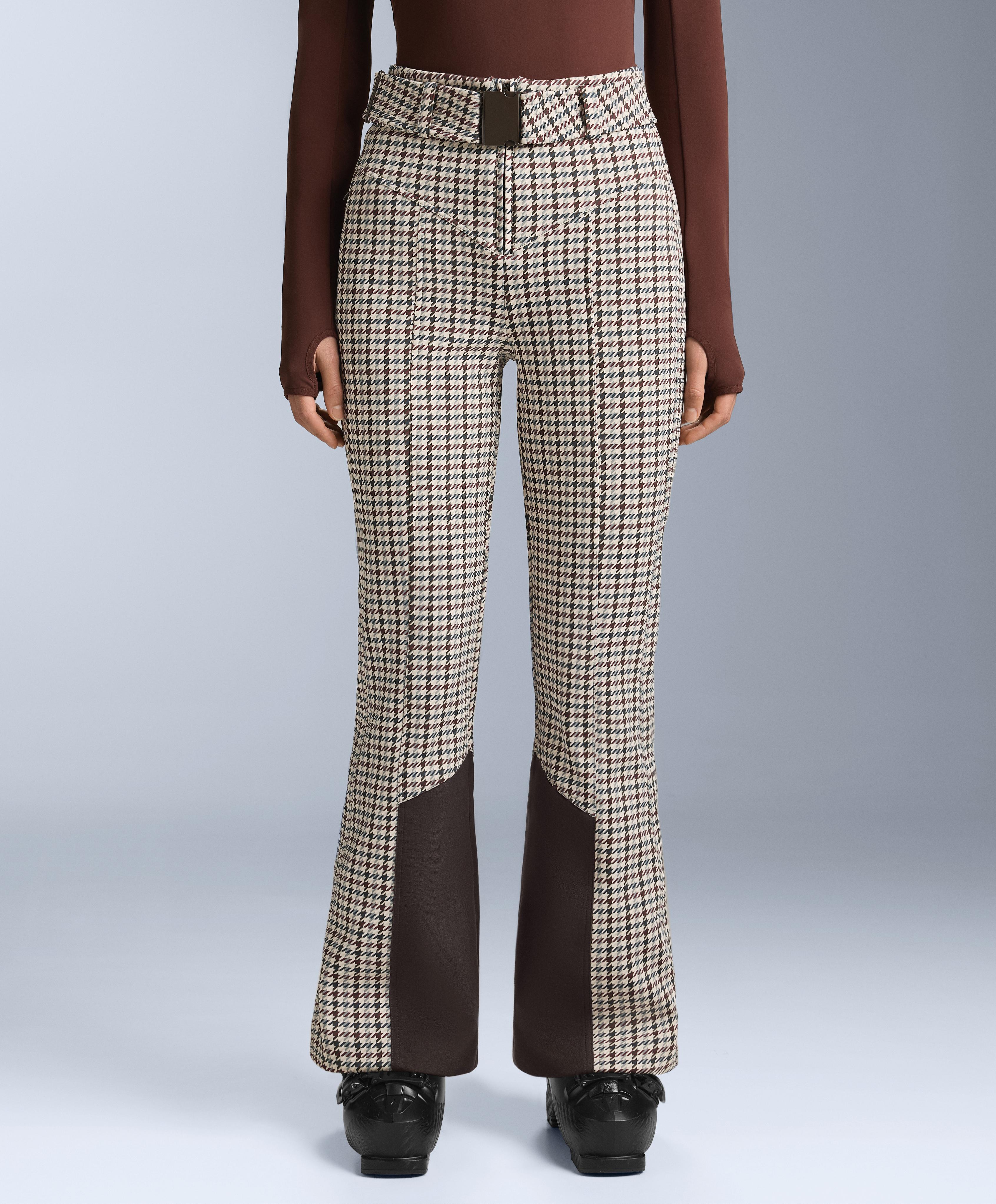 Water-Resistant High-Rise Printed Flare Stretch Ski Trousers