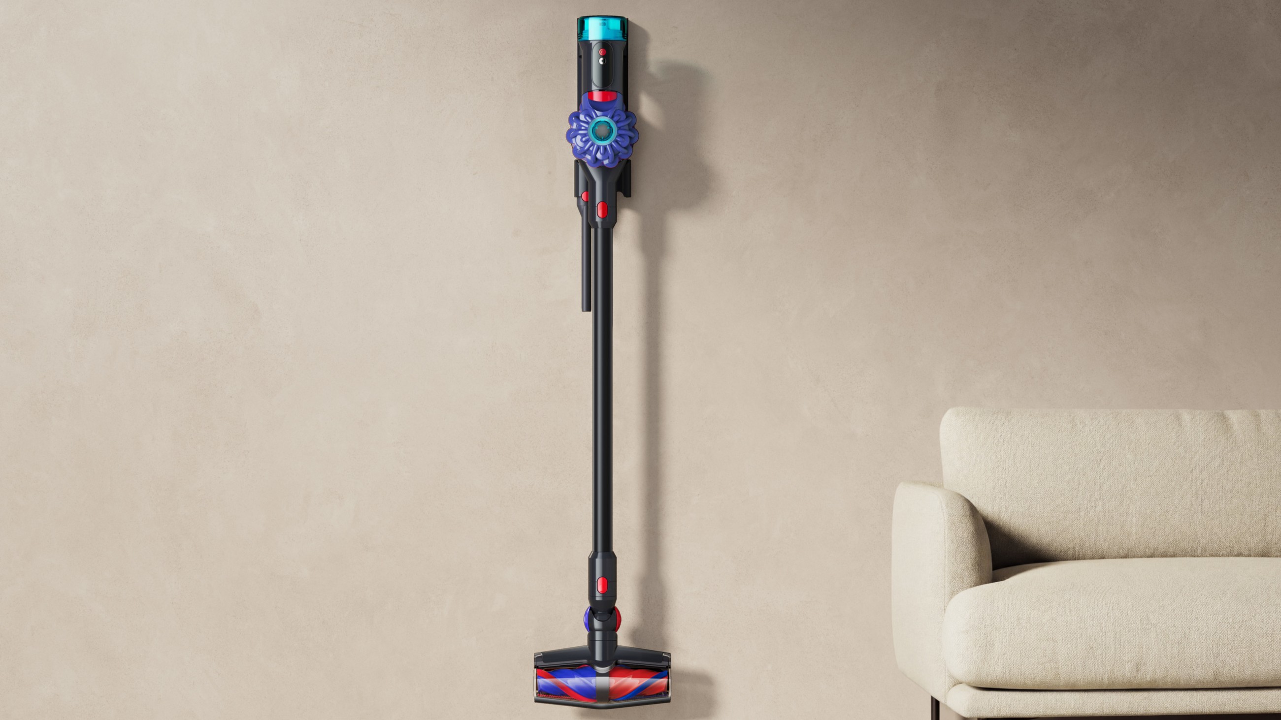 Dyson V10 Konical mounted on wall